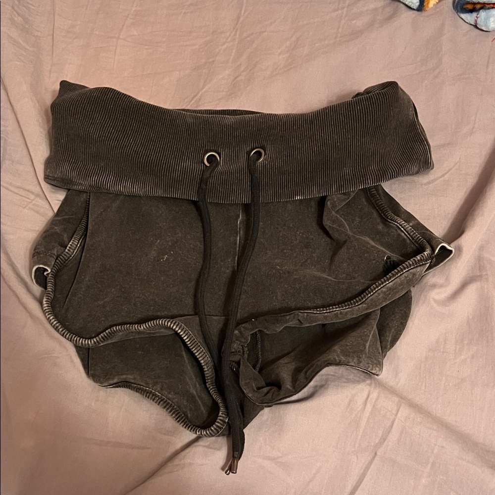 Free people movement "Limitless Shorts" black fold over shorts